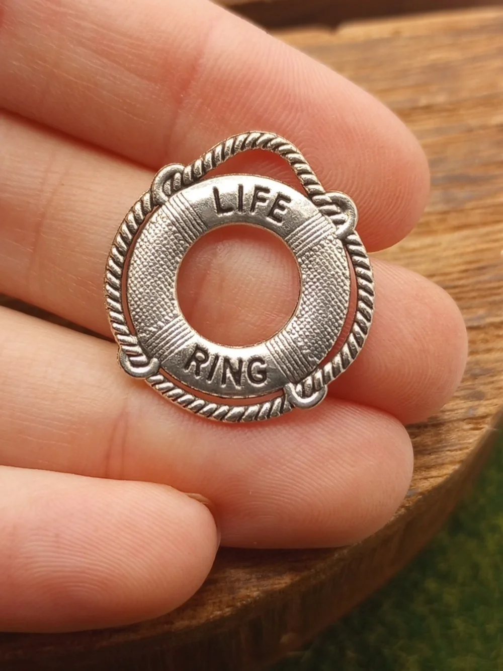 Silver Tone 'Life Ring' Charm Pendant Connector P251